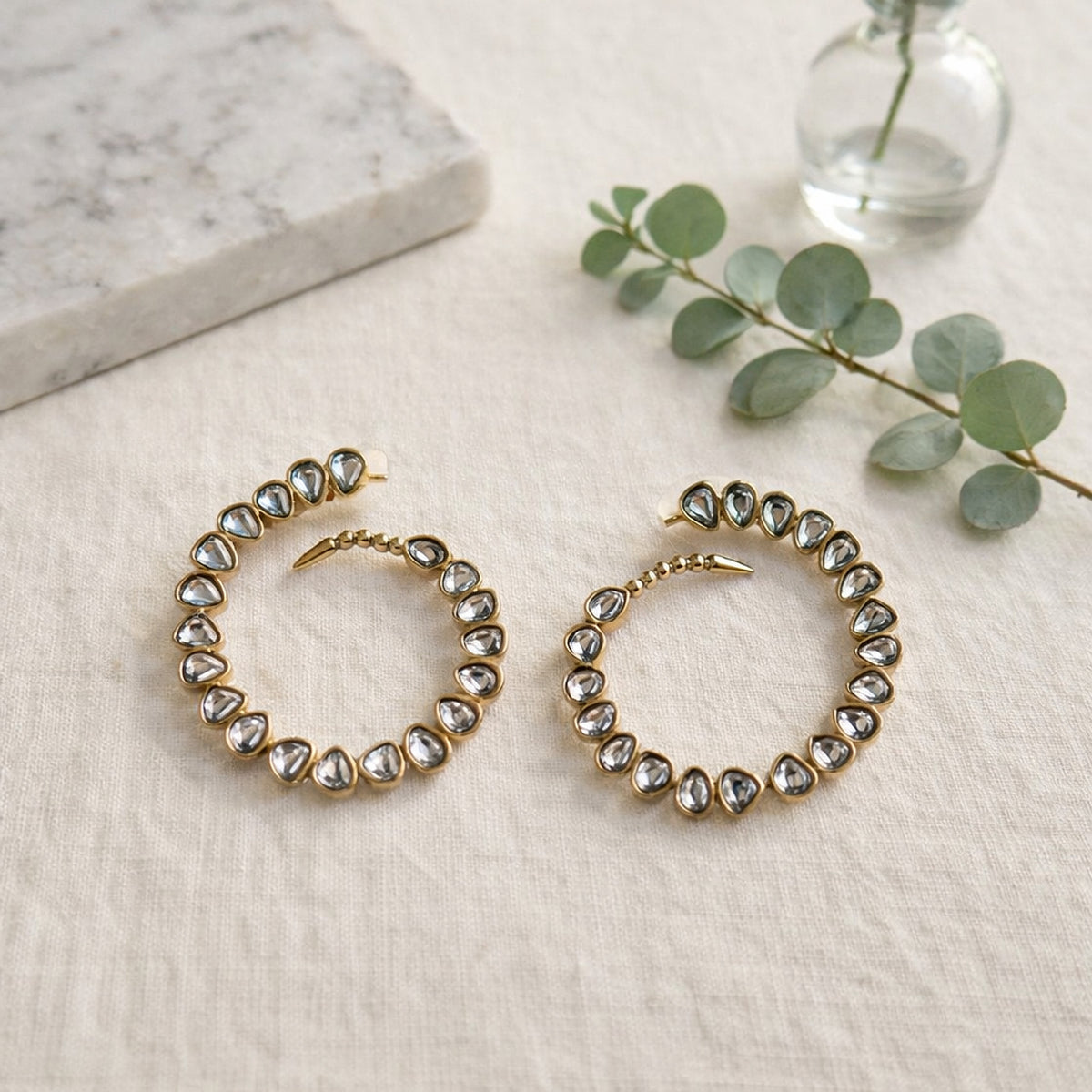 Chakri Kundan Hoop Earrings
