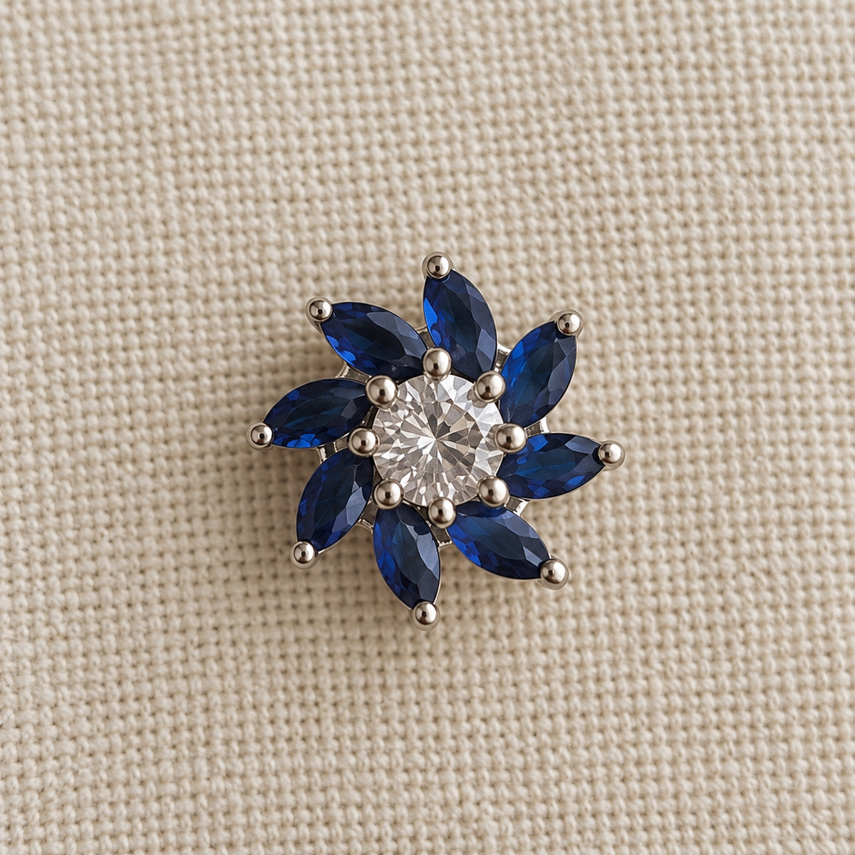Iris Blue American Diamond Flower Studs