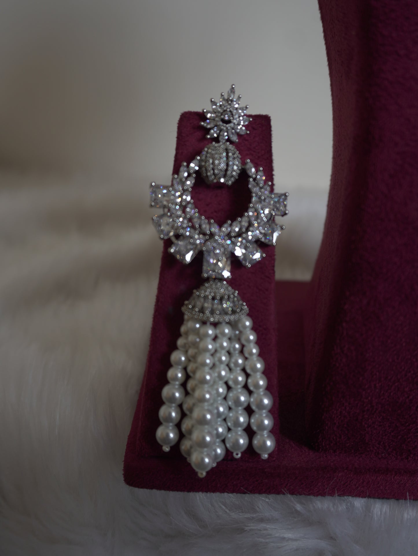 Vivienne Pearl Tassel Necklace Set (Necklace & Earrings)