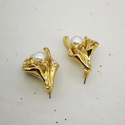 Gilded Bloom Pearl Studs