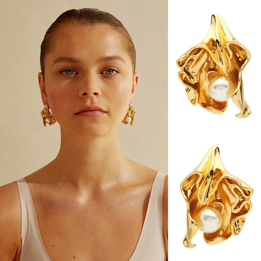 Gilded Bloom Pearl Studs