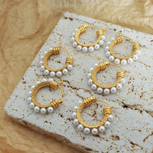 Pearl Edge Vintage Hoops