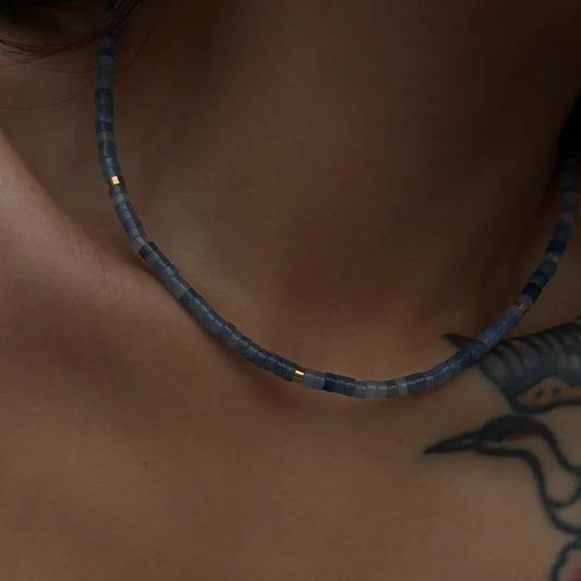 Noir Blue Natural Stone Beaded Necklace