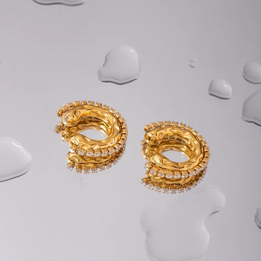 Zircon Lined Sculpted Ear Cuffs