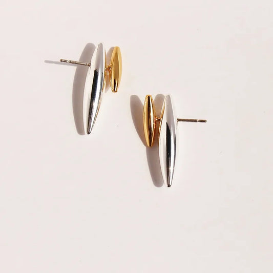 Duo Tone Sleek Spike Ear Studs