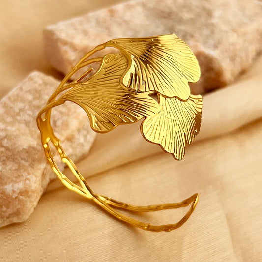 Ginkgo Leaf Cuff Bangle