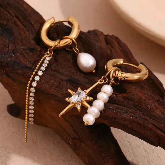 Celeste Pearl & Star Drop Earrings
