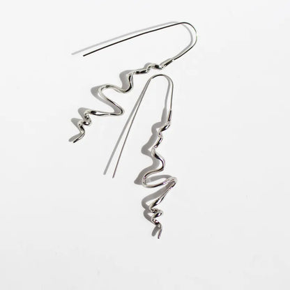 Silver Twist Wire Drop Earrings