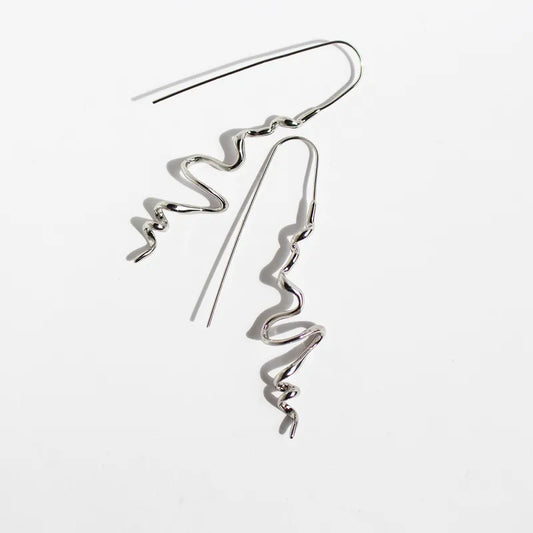 Silver Twist Wire Drop Earrings