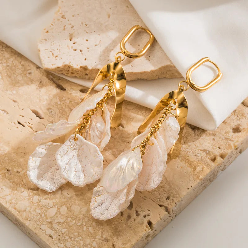 Pearl Petal Drape Drop Earrings