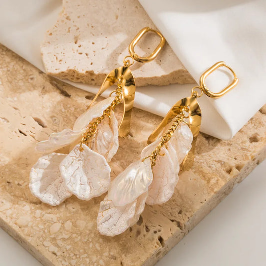 Pearl Petal Drape Drop Earrings