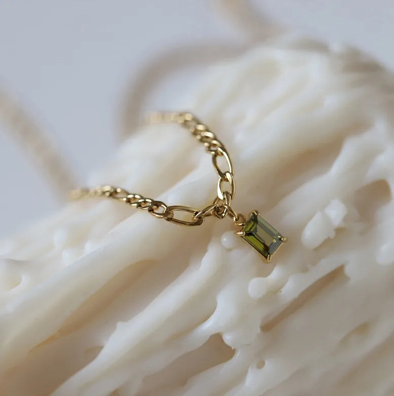 Olive Emerald Chain Necklace