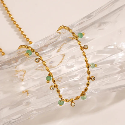 Aventurine Droplet Charm Necklace