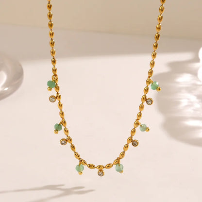 Aventurine Droplet Charm Necklace