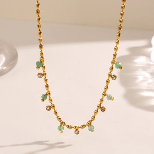 Aventurine Droplet Charm Necklace
