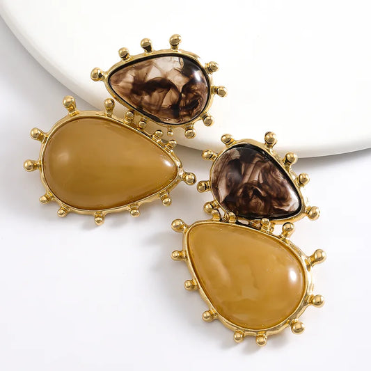 Amber Marble Drop Earrings