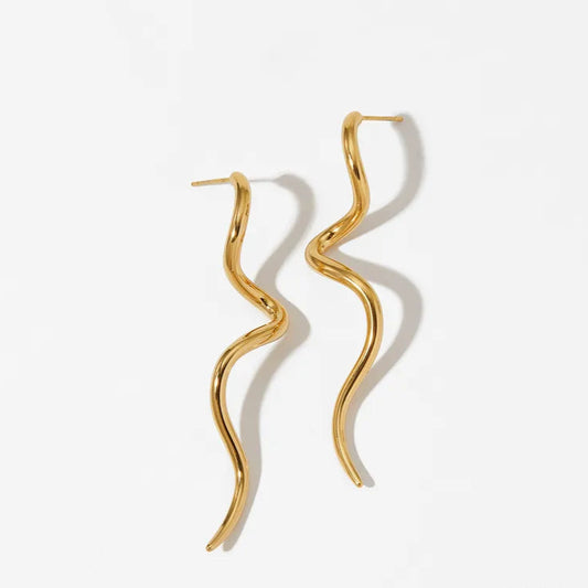 Wavy Statement Drop Earrings