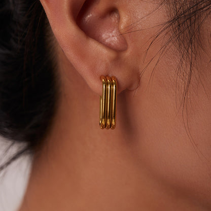 Linea Triple Hoop Stud Earrings
