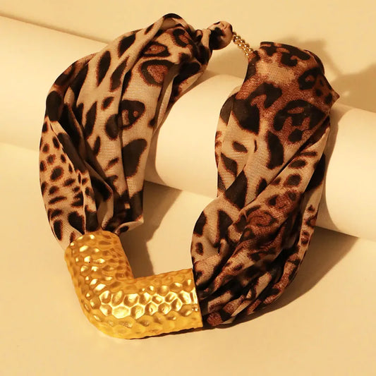 Leopard Twist Choker with Hammered Gold Accent