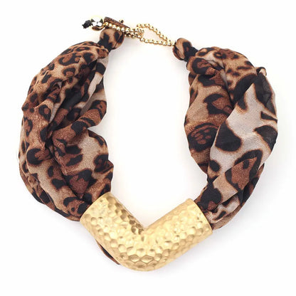 Leopard Twist Choker with Hammered Gold Accent