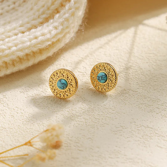 Zaria Turquoise Coin Studs