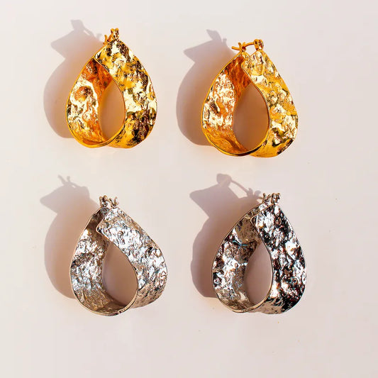 Hammered Hoop Earrings (24K Gold Plated)