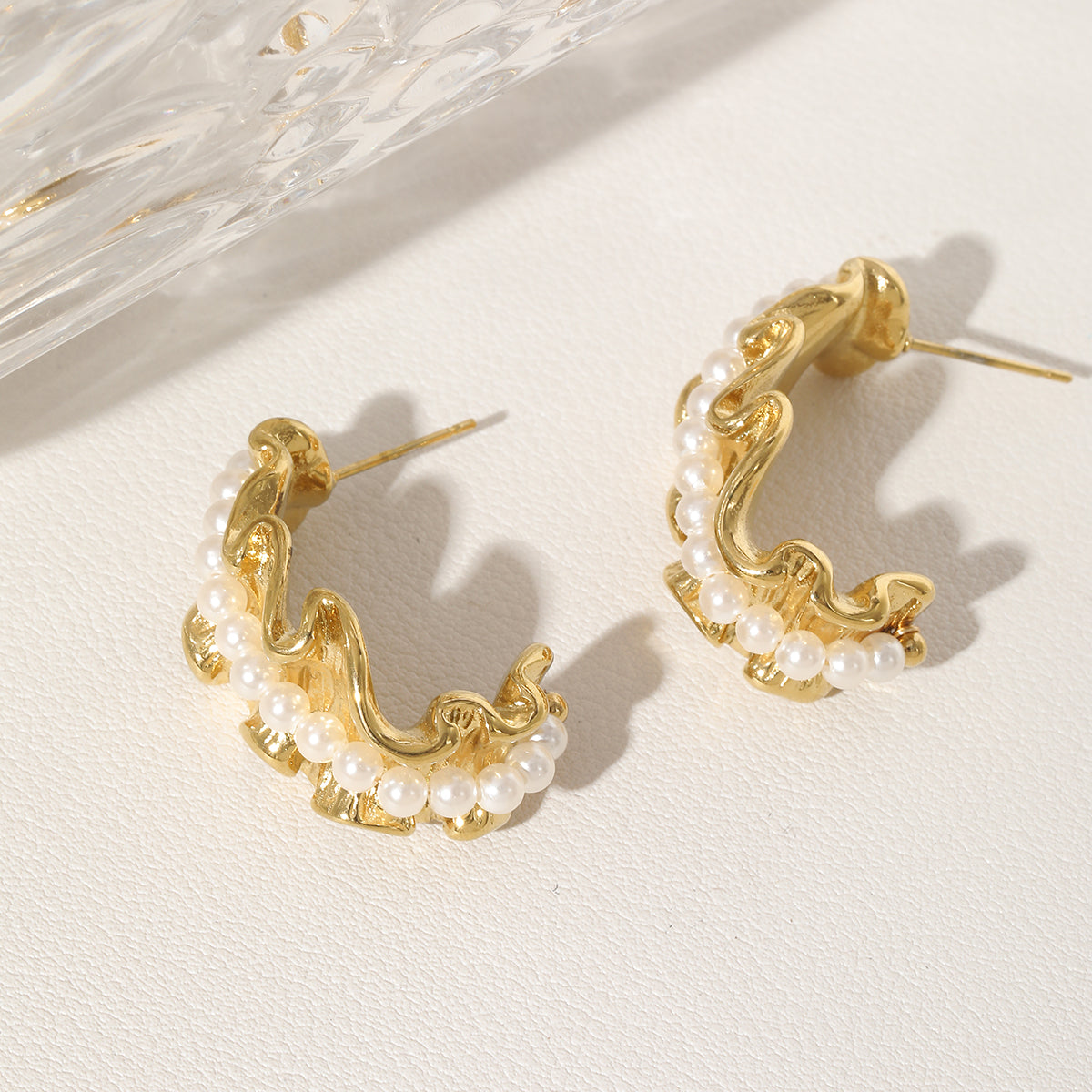 Aura Pearl Fold Hoops