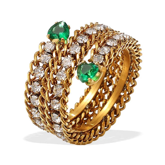 Tara Emerald Chain Ring