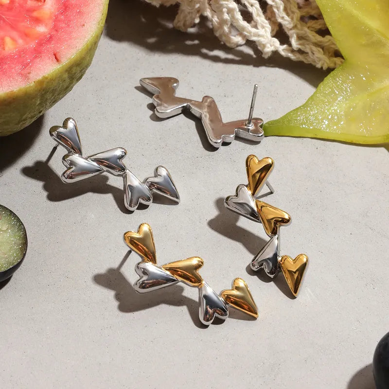 Heartline Silver Stud Earrings