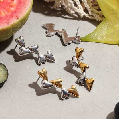 Heartline Silver Stud Earrings