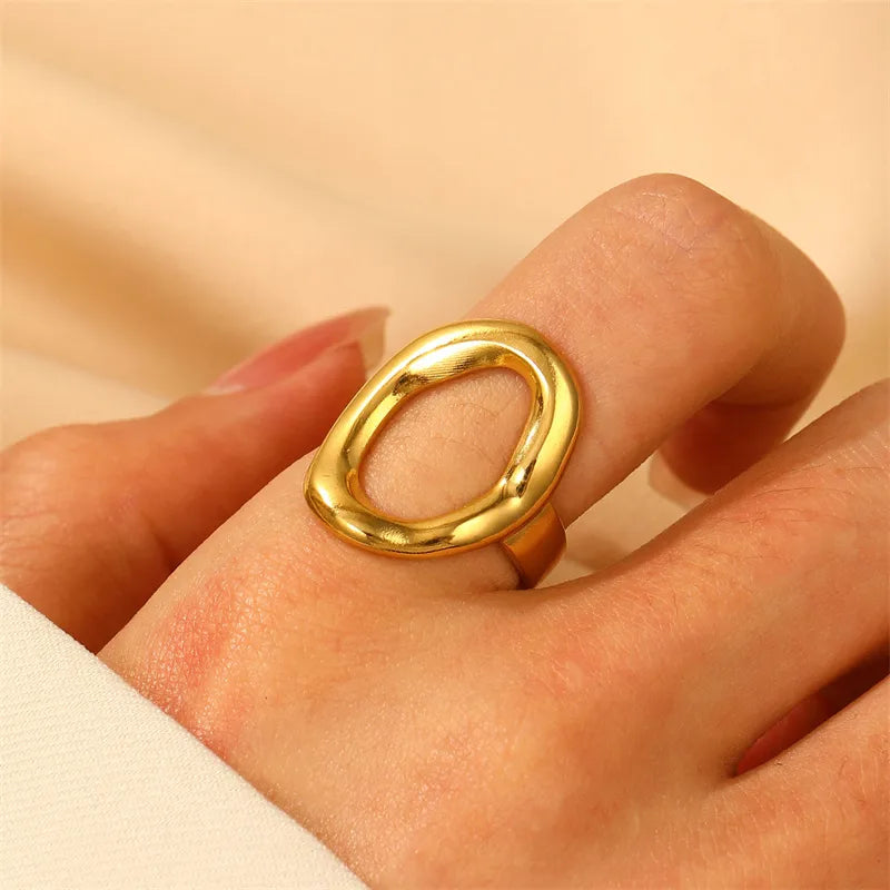 Molten Oval Open Ring