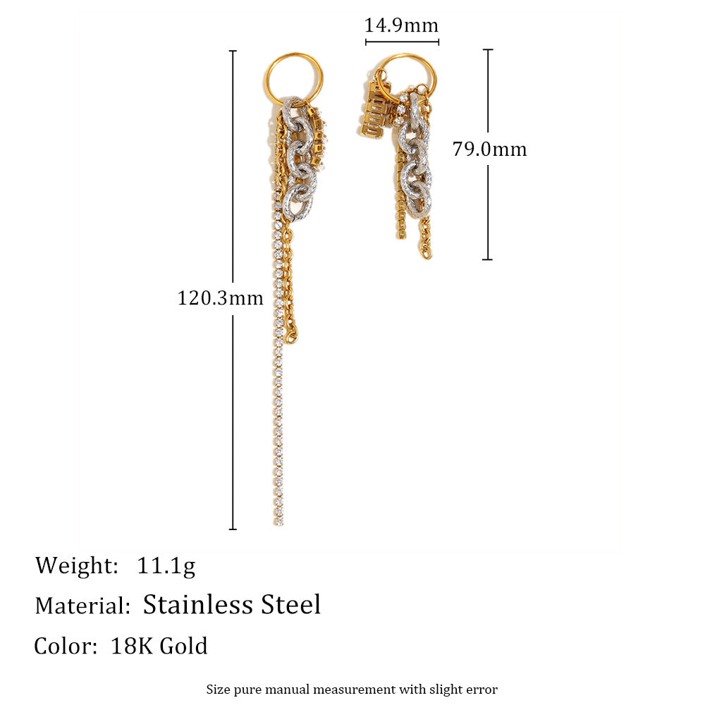 Golden Loop & Chain Drop Earrings