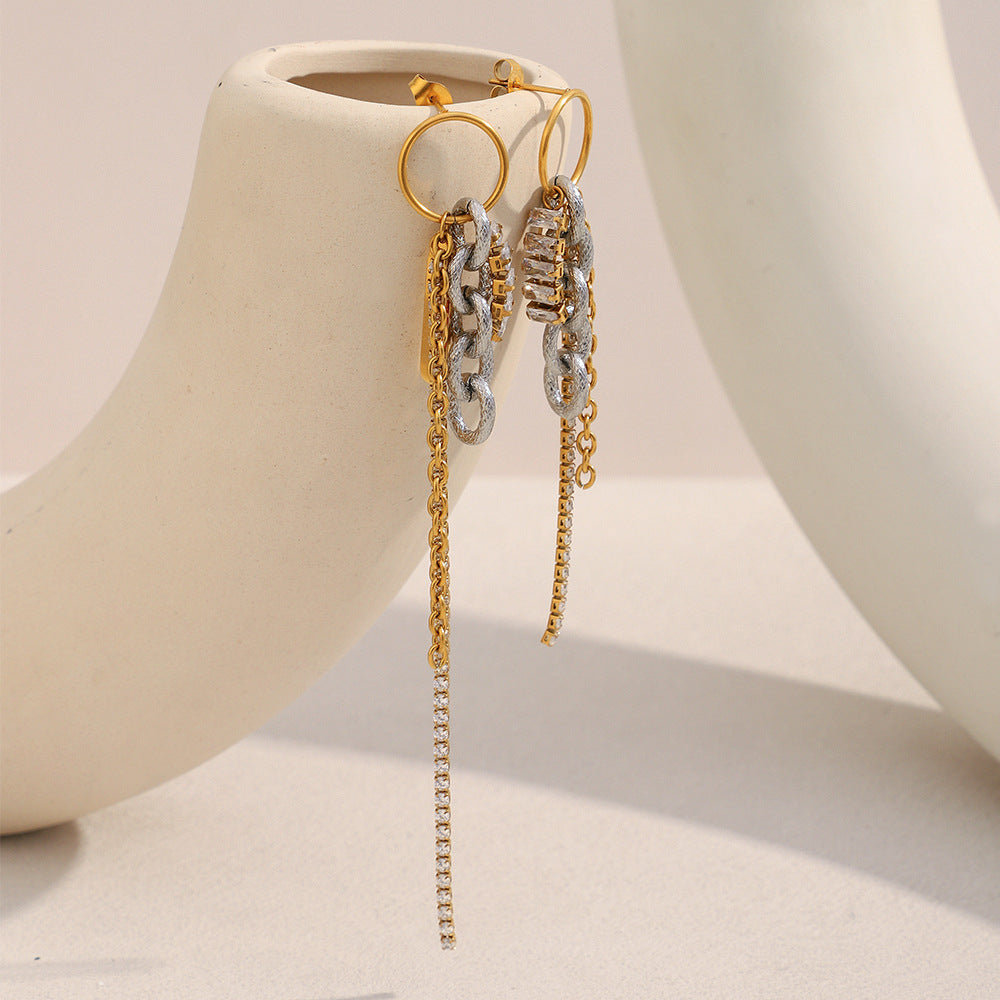 Golden Loop & Chain Drop Earrings