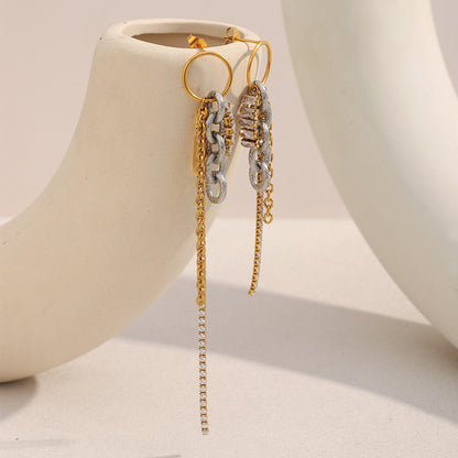 Golden Loop & Chain Drop Earrings