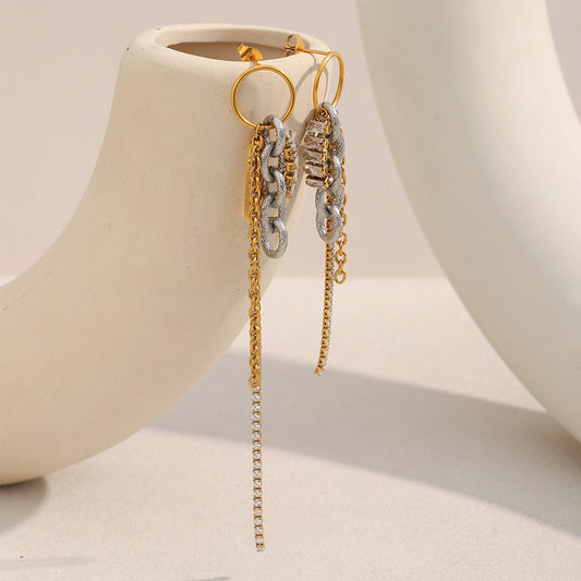 Golden Loop & Chain Drop Earrings