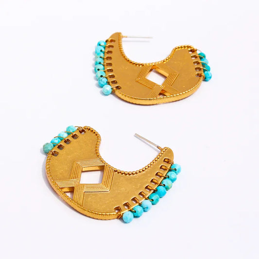 Zahra Tribal Turquoise Hoops