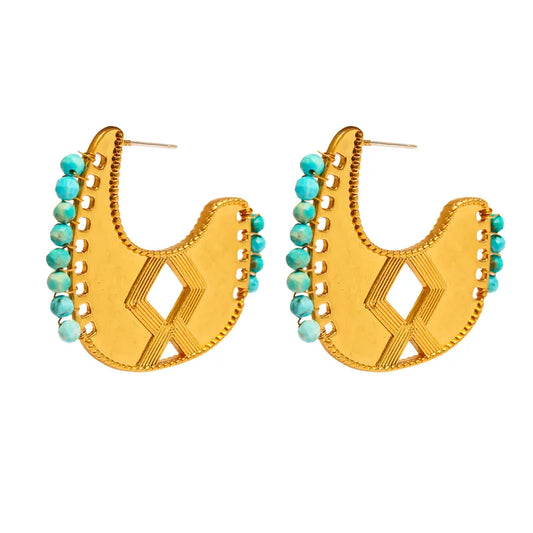Zahra Tribal Turquoise Hoops