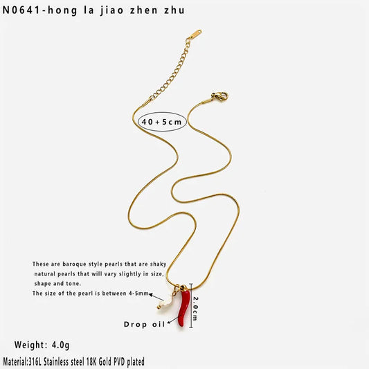 Lucky Red Chili Pearl Necklace