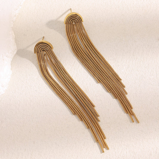 Golden Cascade Tassel Earrings