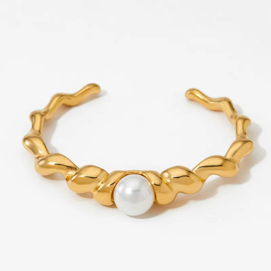 Sculpted Pearl Accent Cuff