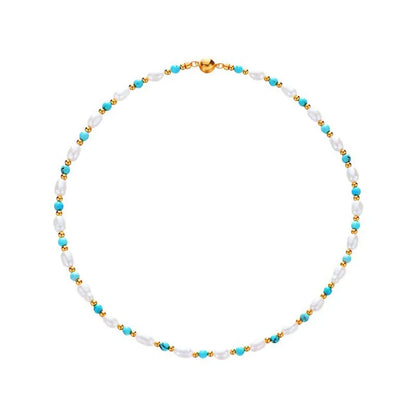 Zoya Freshwater Pearl & Turquoise Bead Necklace