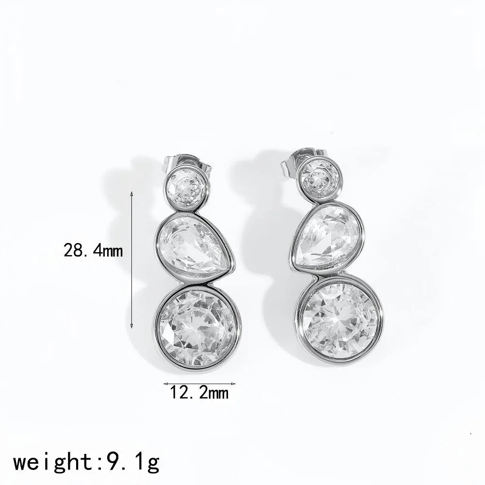 Triple Crystal Geometry Earrings