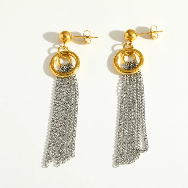 Duo-Tone Fringe Hoop Earrings