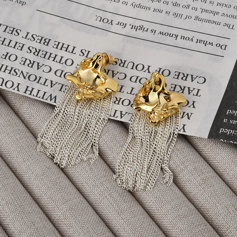 Sculpted Metal Fringe Earrings