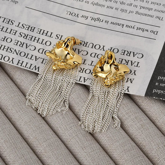 Sculpted Metal Fringe Earrings