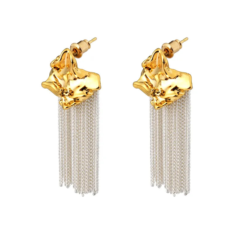 Sculpted Metal Fringe Earrings