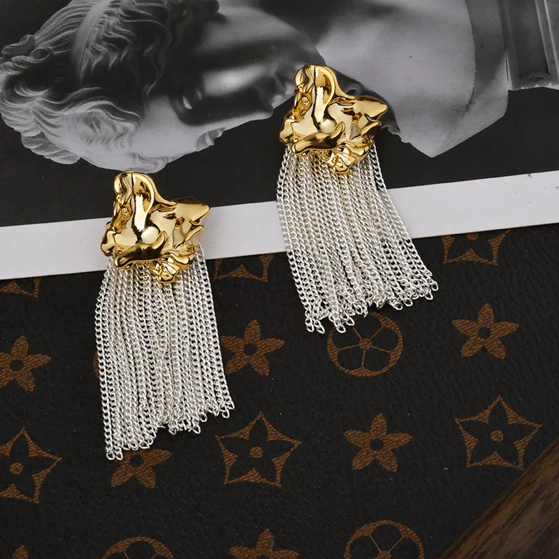 Sculpted Metal Fringe Earrings