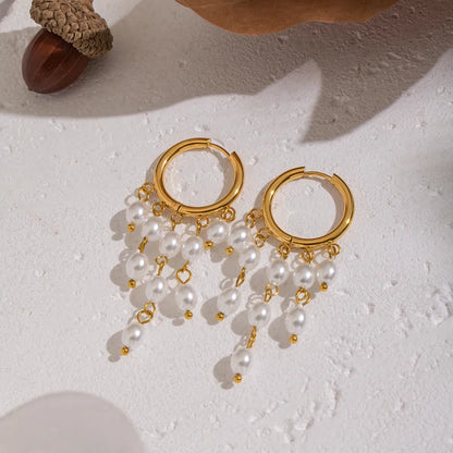 Pearl Drizzle Hoop Earrings