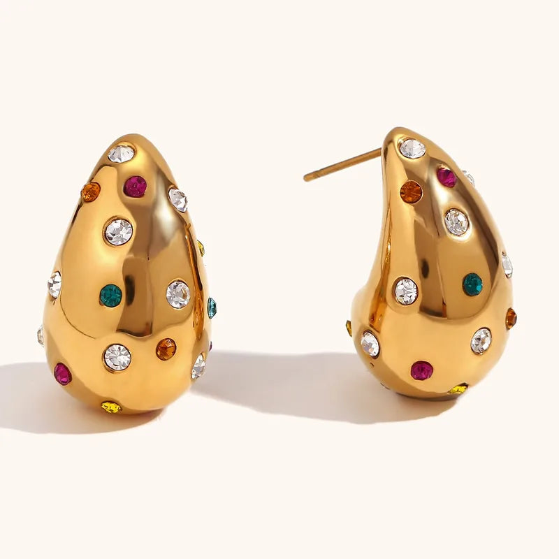 Confetti Drop Gold Stud Earrings