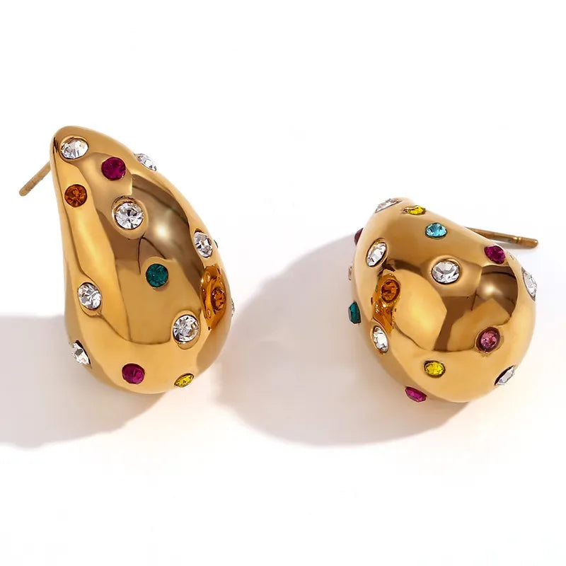 Confetti Drop Gold Stud Earrings